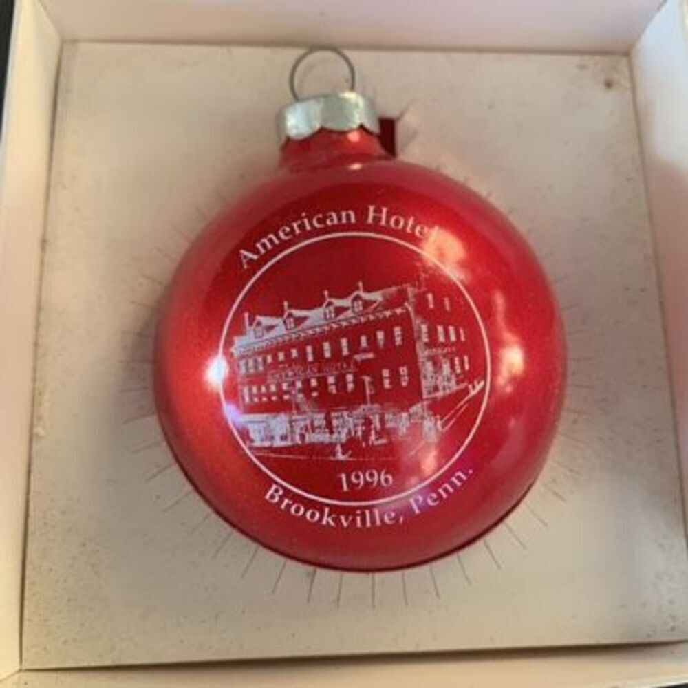 American Hotel Brookville Pennsylvania Glass Christmas Tree Bulb Howe House